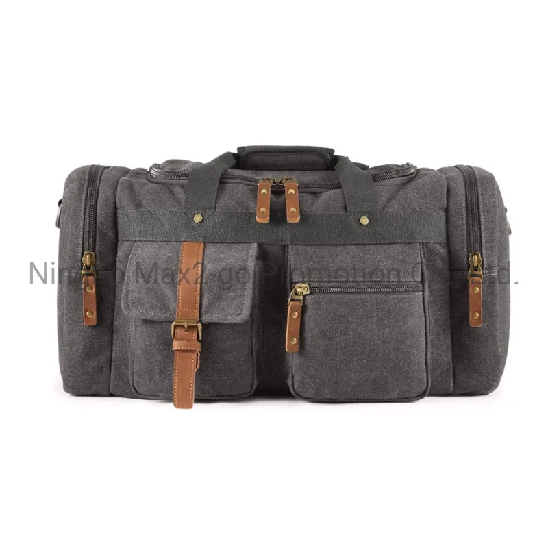 Canvas Duffle Bag for Travel, 50L Duffel Overnight Weekend Bag Sports Gym Bag for Men