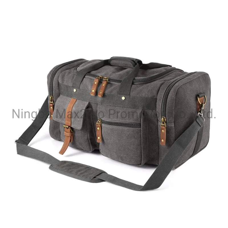Canvas Duffle Bag for Travel, 50L Duffel Overnight Weekend Bag Sports Gym Bag for Men