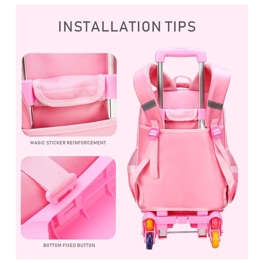 Children School Bags Kids Travel Rolling Luggage Bag Trolley School Backpack Girls Backpack Child Book Bag 2/6 Wheels Schoolbag