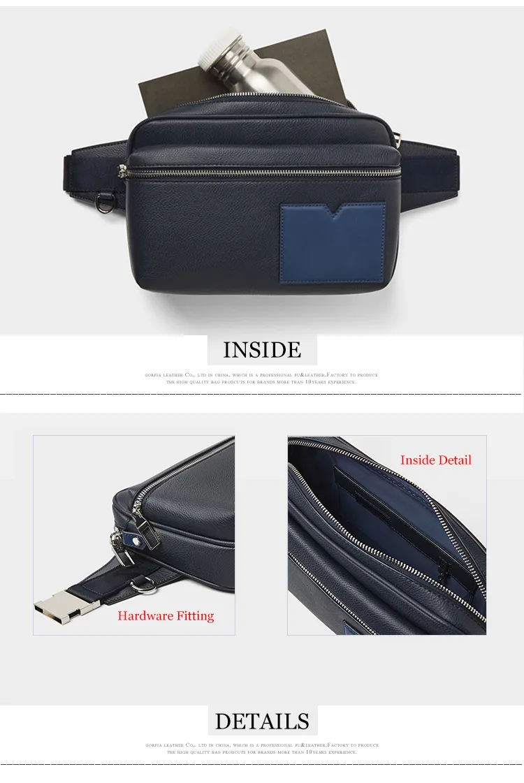 Fashion Casual Fanny Pack Black PU Leather Belt Waist Bag