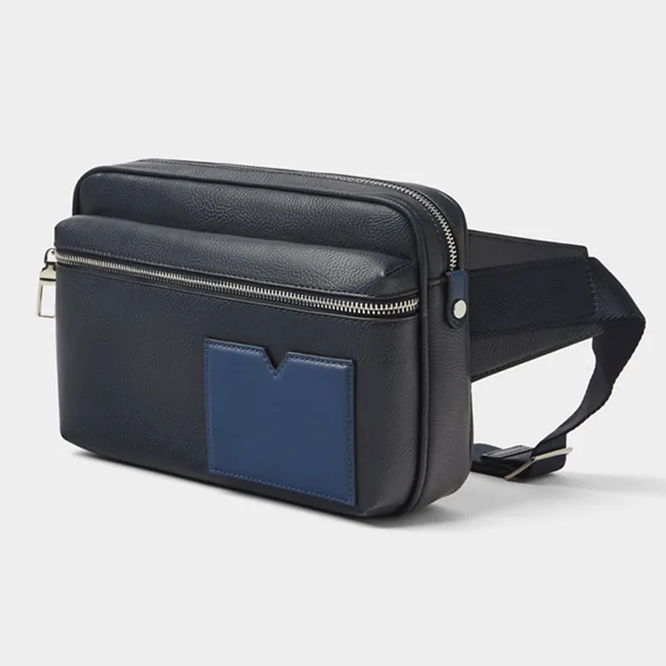 Fashion Casual Fanny Pack Black PU Leather Belt Waist Bag