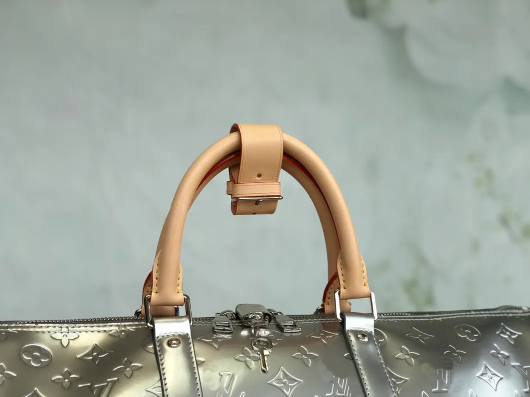 Large Leather 19 Inch Luggage Duffel Weekender Travel Overnight Carry One Duffel Bag for Men (silver)