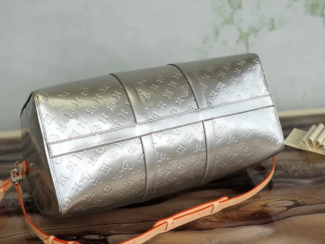 Large Leather 19 Inch Luggage Duffel Weekender Travel Overnight Carry One Duffel Bag for Men (silver)