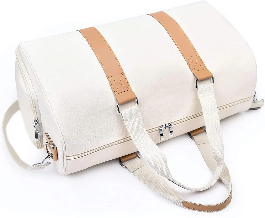 Luxury Canvas Overnight Carry on Luggage Weekender Duffle Bag for Women and Men