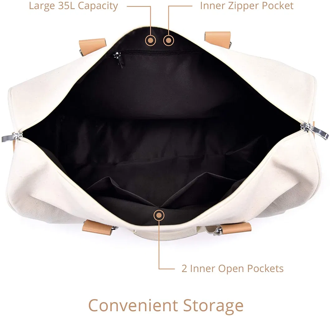 Luxury Canvas Overnight Carry on Luggage Weekender Duffle Bag for Women and Men