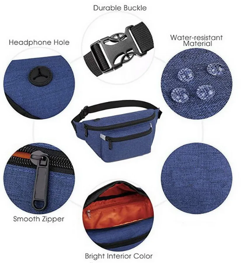 Mens Custom Logo Workout Daily Travel Chest Crossbody Bum Bag Belt Waterroof Running Sport Fanny Pack Waist Bag