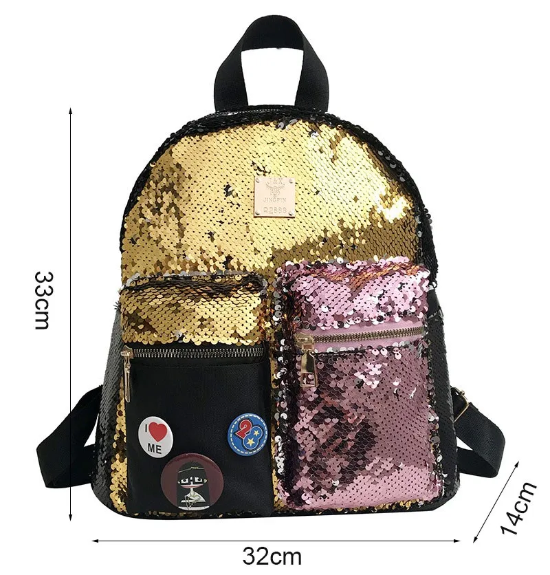 New Magic Flip Reversible Sequin Fashion Lady Backpack Glitter Magic Travelling School Backpack with Small Pocket