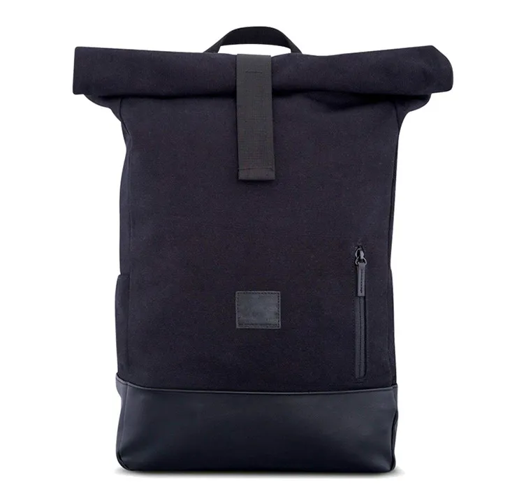 Outdoor 19 Inch Contrast Color Large Capacity 36-55L Rolled Canvas Hiking Backpack