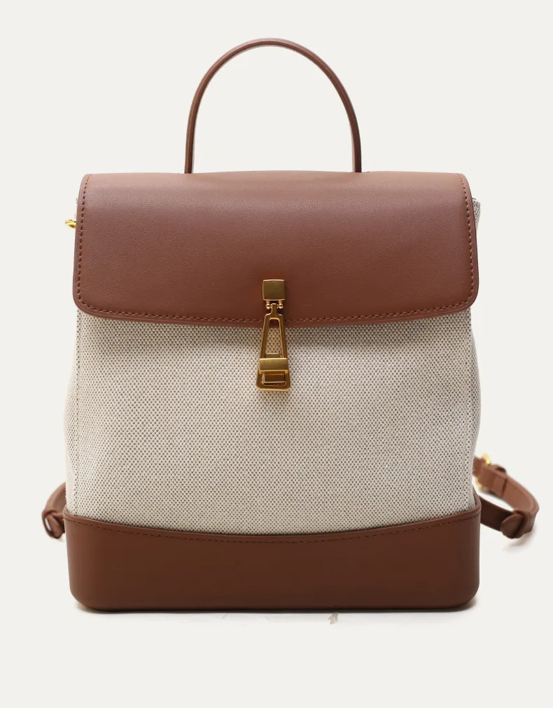 PU Straw Mixed Material Summer Autumn Fashion Women Backpack