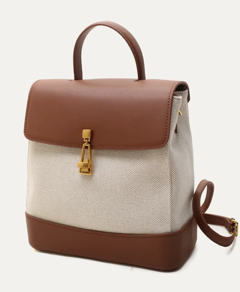 PU Straw Mixed Material Summer Autumn Fashion Women Backpack