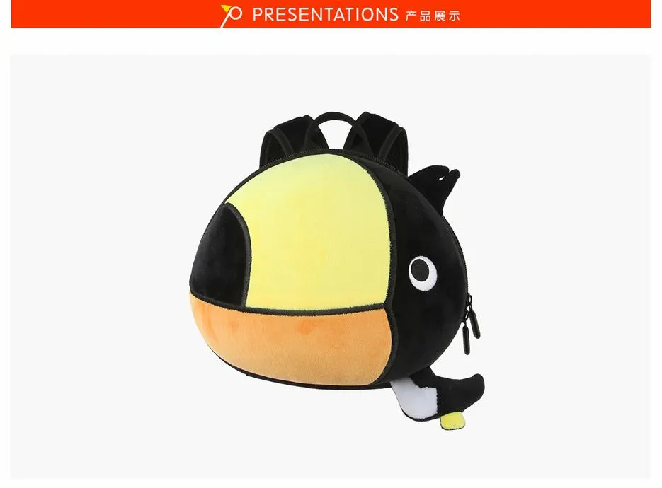 Supercute Customized Logo Hardshell Plush Toys Toucan Kids Anti-Lost Backpack