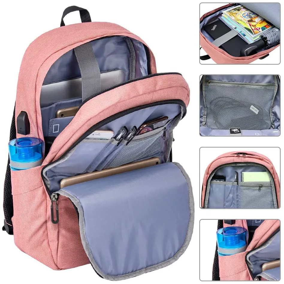 Travel Laptop Backpack Bag with USB Charging Port for Women & Men School College Students Backpack Bag Fits 15.6 Inch Laptop