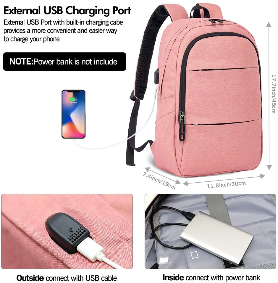 Travel Laptop Backpack Bag with USB Charging Port for Women & Men School College Students Backpack Bag Fits 15.6 Inch Laptop