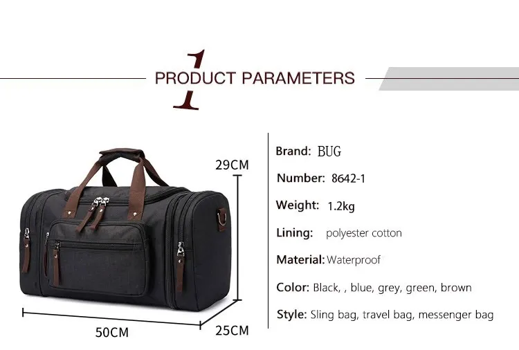 Waterproof Polyester Canvas Large Capacity Traveling Duffle Bag Handbag Luggage Bag