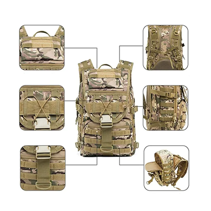 Waterproof Trekking Bag Tactical Assault Hiking Camping Fishing Traveling Water Resistant Rucksack Laptop Backpack
