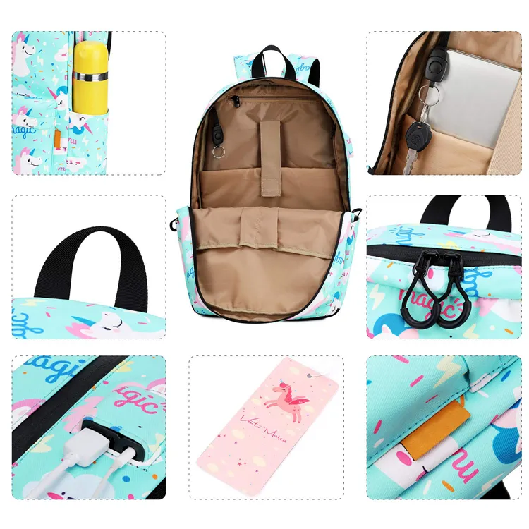 Waterproof/Unisex/Polyester/Student/Leisure/Medium/Traveling Large Capacity Computer Bag Laptop Backpack with USB Charger