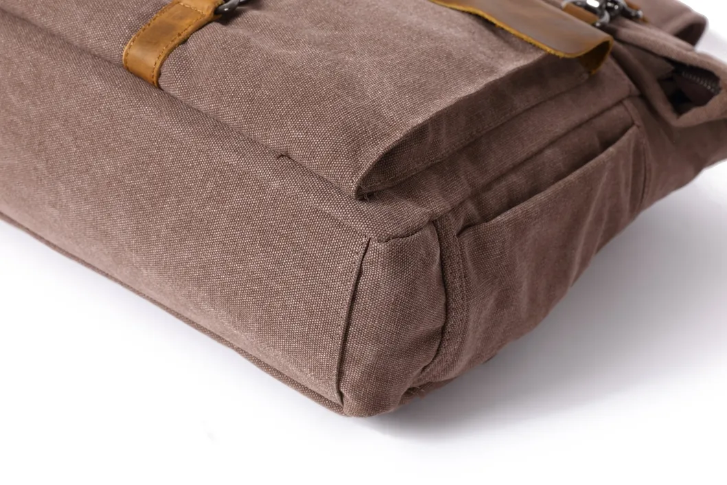 Waxed Genuine Leather Outdoor Sporting Vintage Canvas Backpack Bag (RSF-8828)