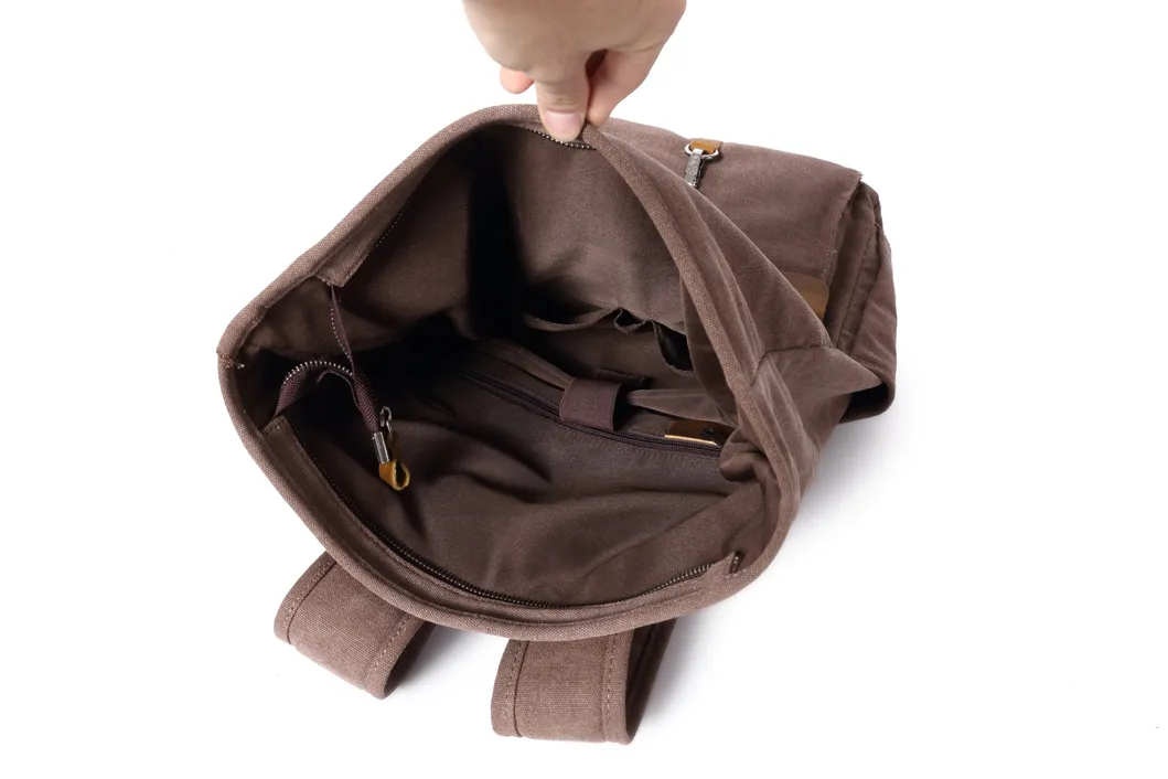 Waxed Genuine Leather Outdoor Sporting Vintage Canvas Backpack Bag (RSF-8828)