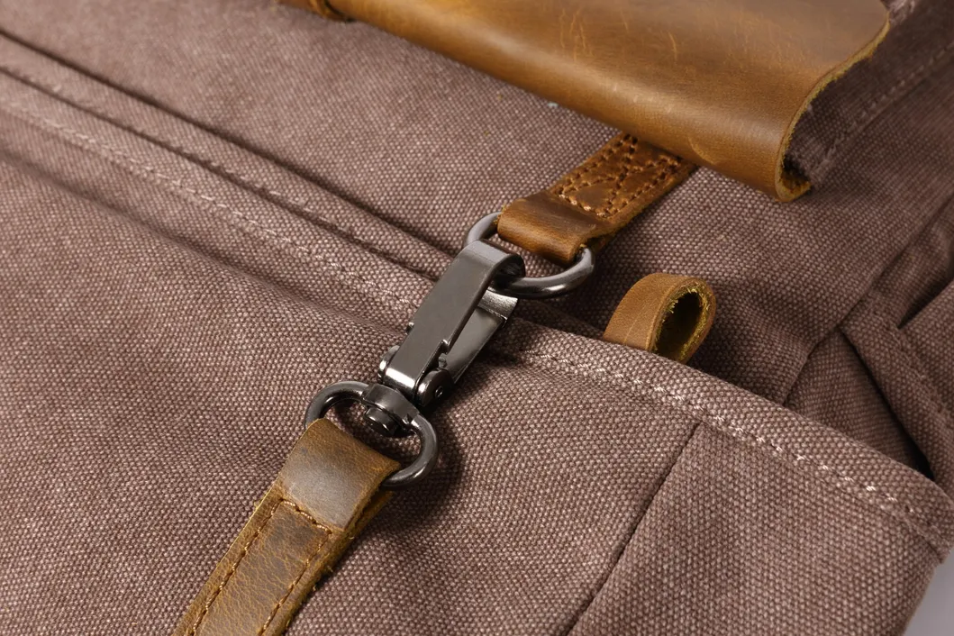 Waxed Genuine Leather Outdoor Sporting Vintage Canvas Backpack Bag (RSF-8828)