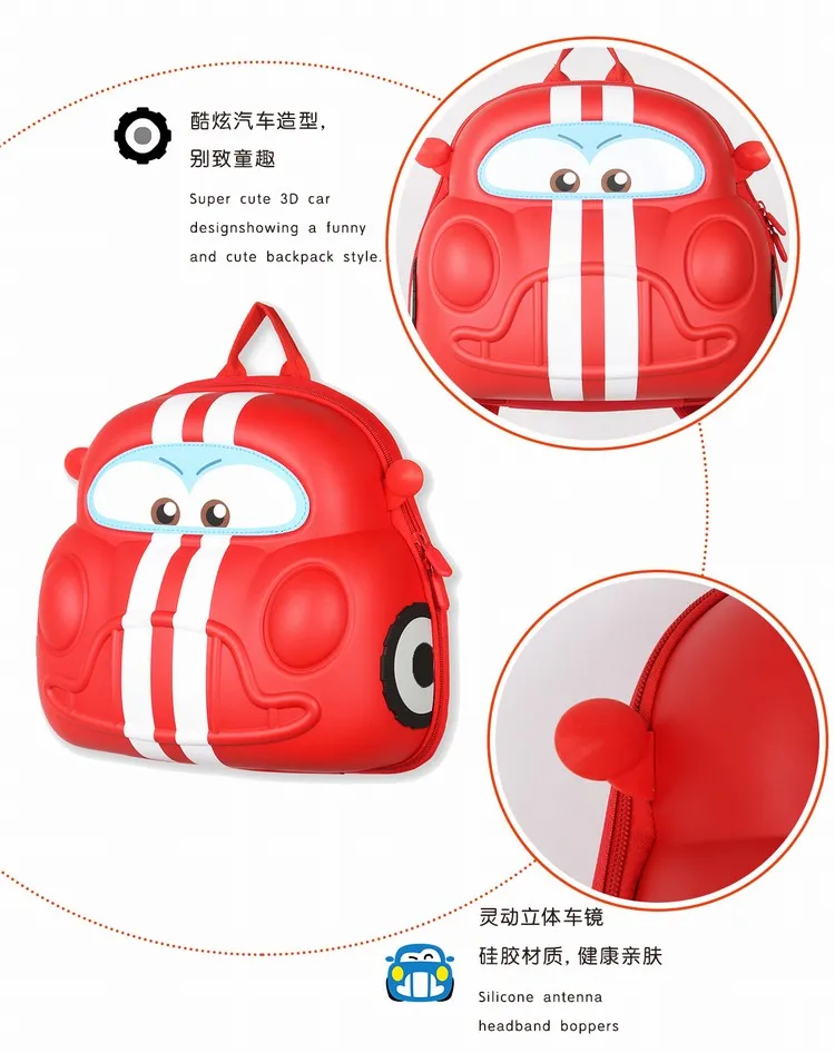 Wholesale Stylish Christmas Travel EVA 3D Kindergarten Car Children Toys School Backpack Bag